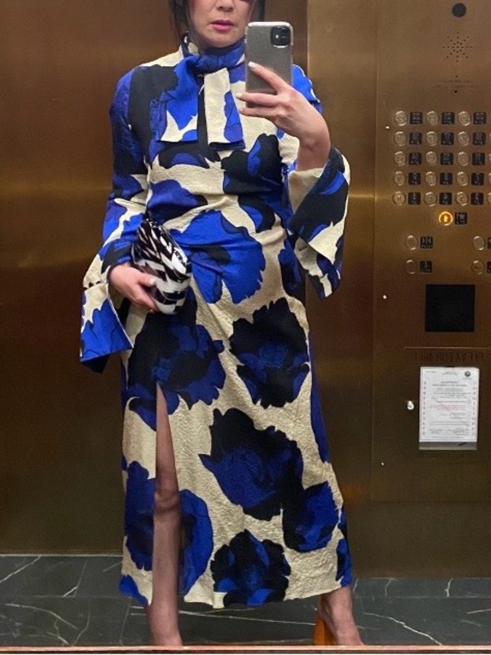 Dries Van Noten Blue and Cream Floral Maxi Dress